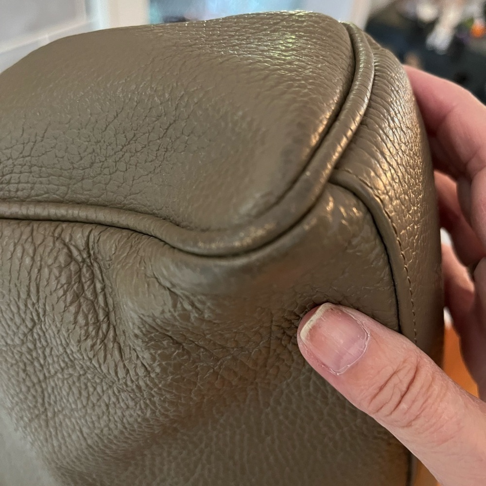 Valentina Italia Olive Pebbled Leather Shoulder Tote Bag Contemporary Minimalist - Picture 9 of 14